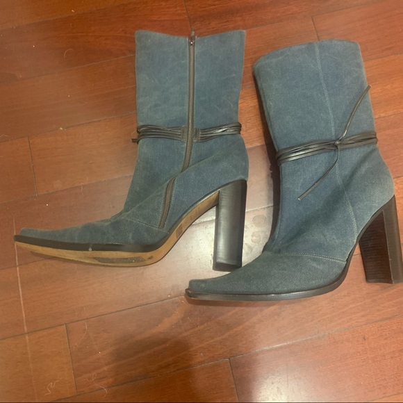 Dolce Vita Denim Chunky Heel Boots Size 